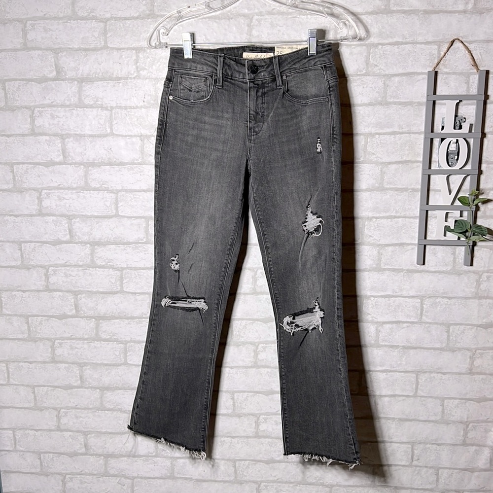 Unpublished distressed mid-rise crop Demi flare jeans size 25